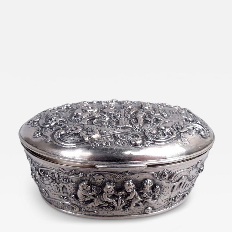 Pretty Antique German Rococo Silver Trinket Box