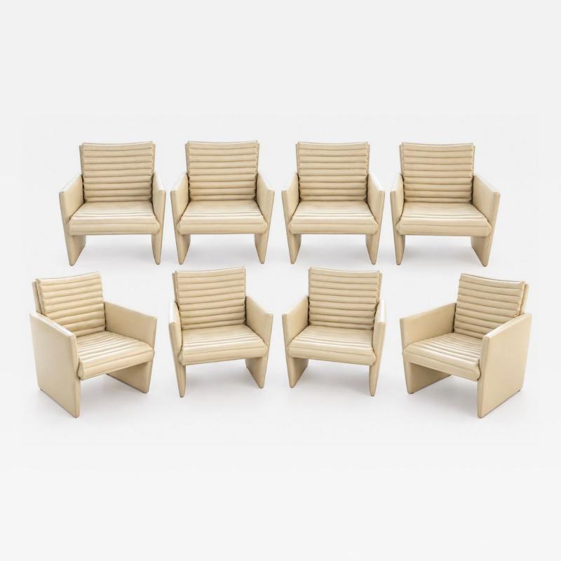 Preview Set 8 Preview Leather Dining Arm Lounge Chairs 1980