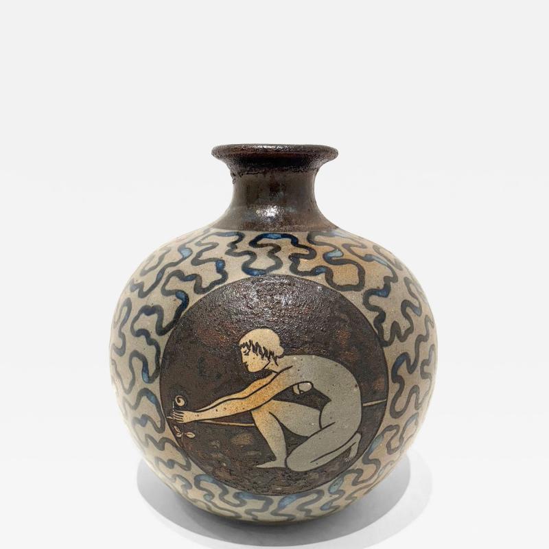 Primavera Atelier du Printemps Art Deco Feminine Silhouettes Spherical Form Ceramic Vase by Primavera