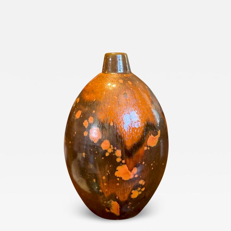 Primavera Atelier du Printemps Spectacular Dappled Orange Art Deco Vase by Primavera