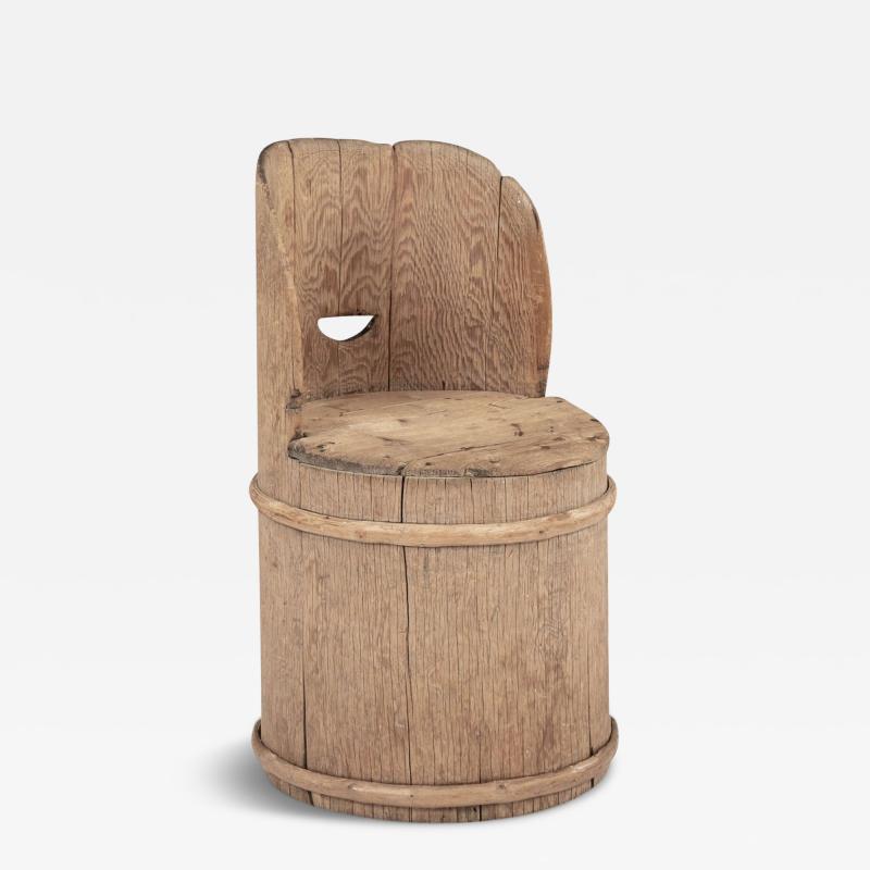 Primitive Swedish Pine Log Chair from Dalarna