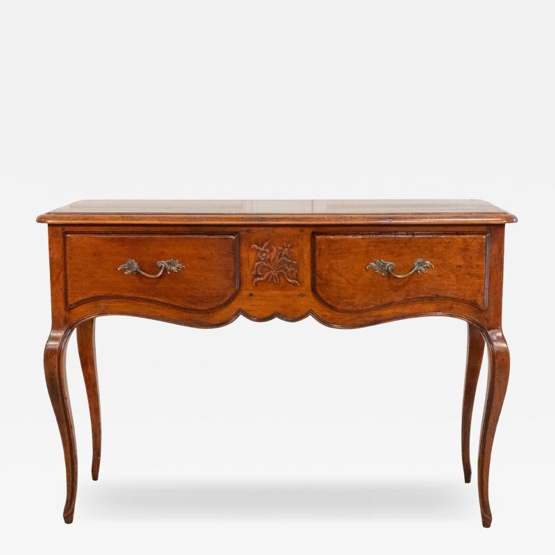 Proven al Walnut Console Table with Two Drawers Louis XV Style 20th Century