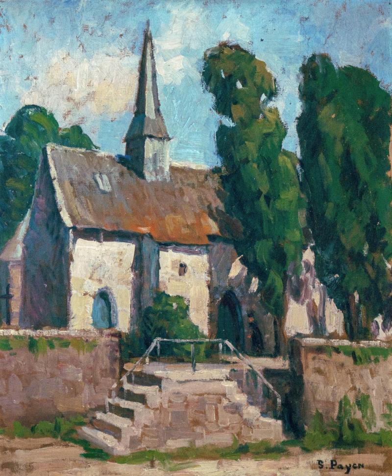 Provincial Church Oil Painting by Suzanne Payen Binet