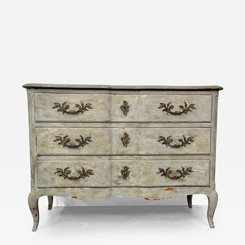 Provincial Gustavian Style Swedish Paint Decorated Distressed Commode Chest