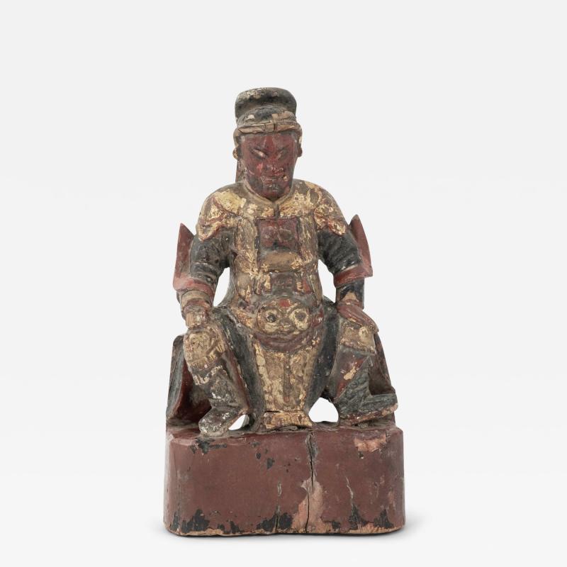 Qing Dynasty Hand carved Lacquered and Giltwood Guand Di Figure