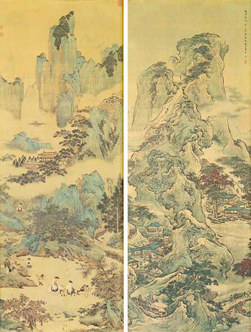 Qiu Ying Chinese Village and Jade Cave Framed Art