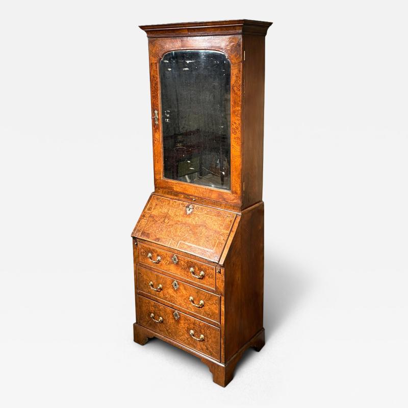 Queen Anne Period Burr Walnut Bureau Bookcase