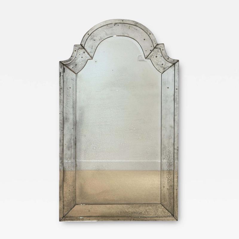 Queen Anne Style Venetian Wall Mirrors Antiqued Beveled Glass Dome Top