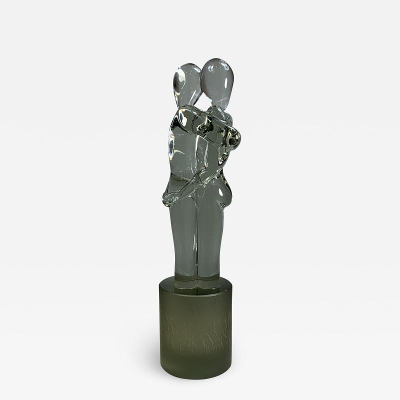R Rosato SIGNED MURANO GLASS ENTWINED LOVERS SCULPTURE