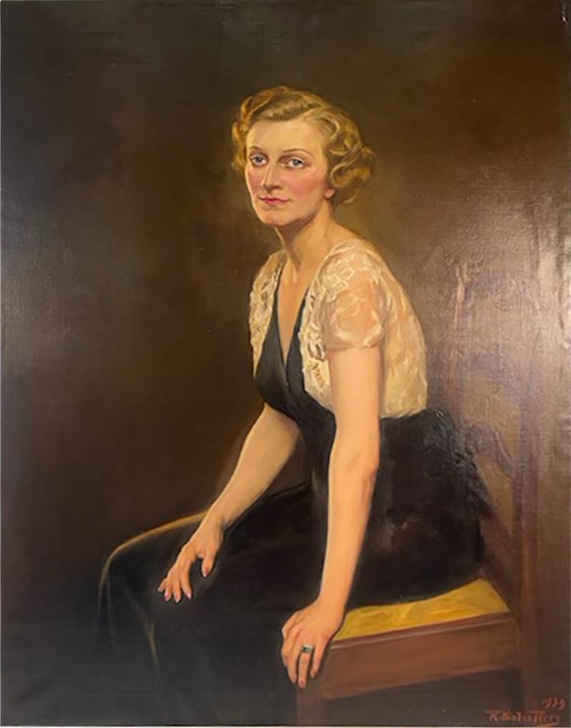 R oland Hinton Perry MAGNIFICIENT ART DECO ERA PORTRAIT OF A WOMAN BY ROLAND HINTON PERRY
