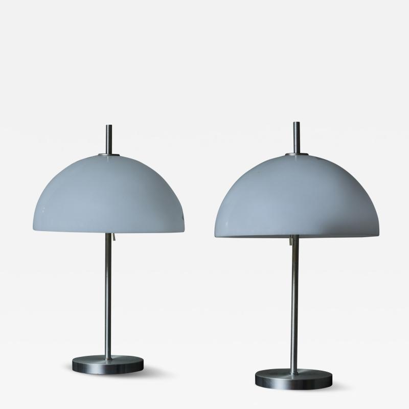 RAAK Pair of Brushed Steel and Plexi Table Lamps by Raak