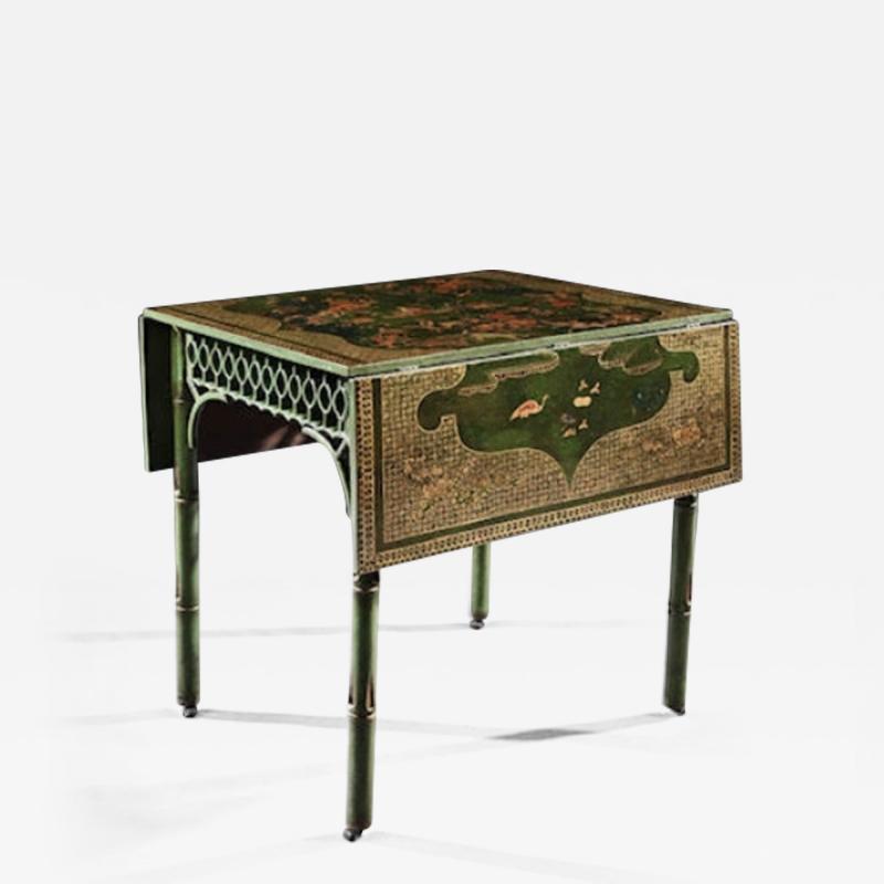 RARE GEORGE III GREEN JAPANNED PEMBROKE TABLE ENGLISH CIRCA 1760