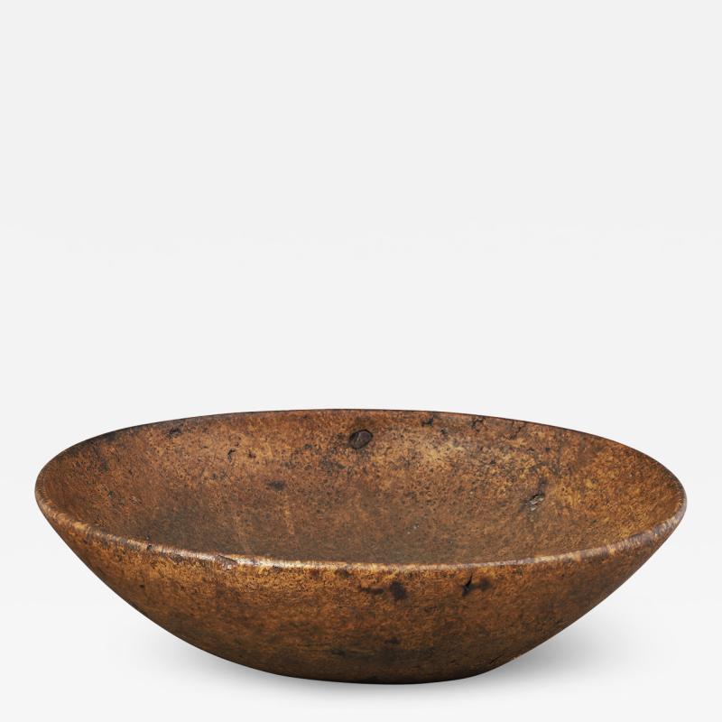 RARE OBLONG CARVED BURL BOWL