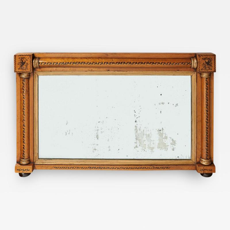 REGENCY MAPLE AND GILT OVERMANTLE MIRROR RETAINING ORIGINAL PLATE