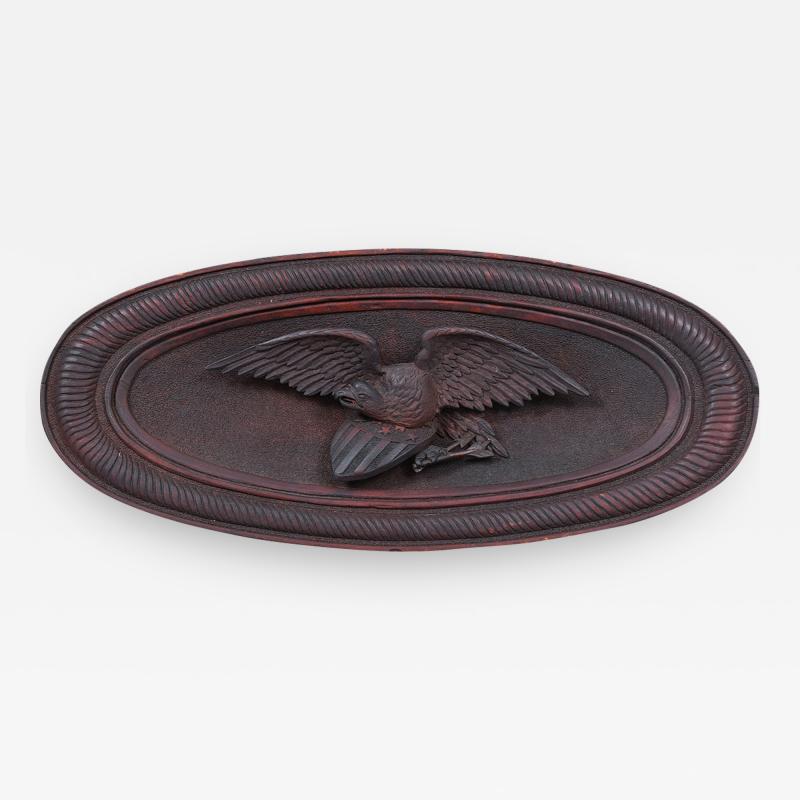 RELIEF CARVED OVAL EAGLE PLAQUE