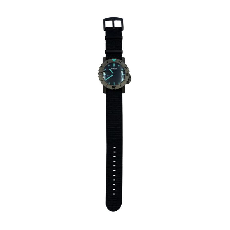 RICHARD KOBOLD KOBOLD ARCTIC DIVER TITANIUM SAFARI WATCH WITH BLACK NYLON STRAP