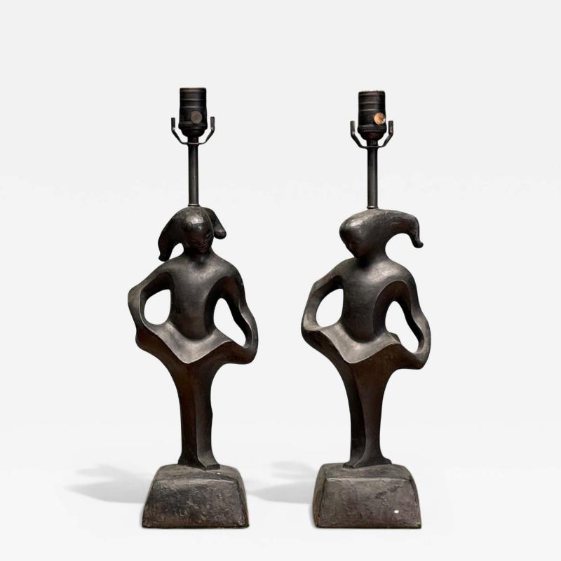 RIMA Rima Mid Century Modern Bronze Sculptural Table Lamps USA 1960s