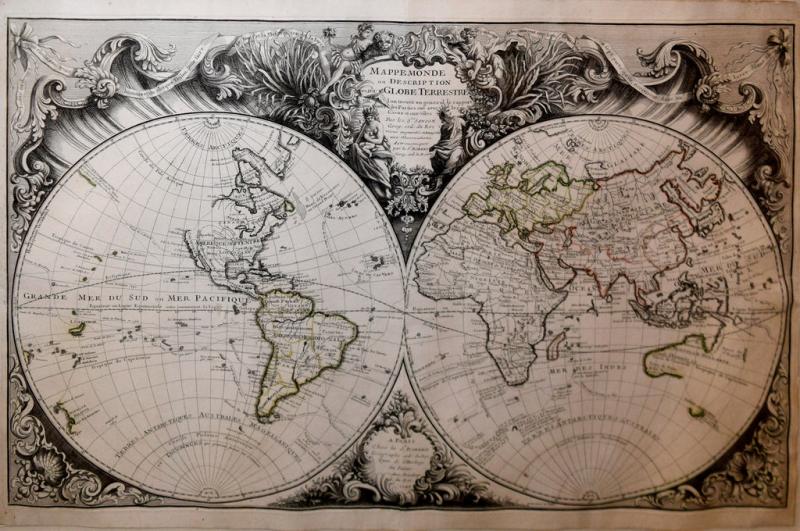 ROBERT DE VAUGONDY GILLES ROBERT DE VAUGONDY MAPPE MONDE OU DESCRIPTION DE GLOBE TERRESTRE 