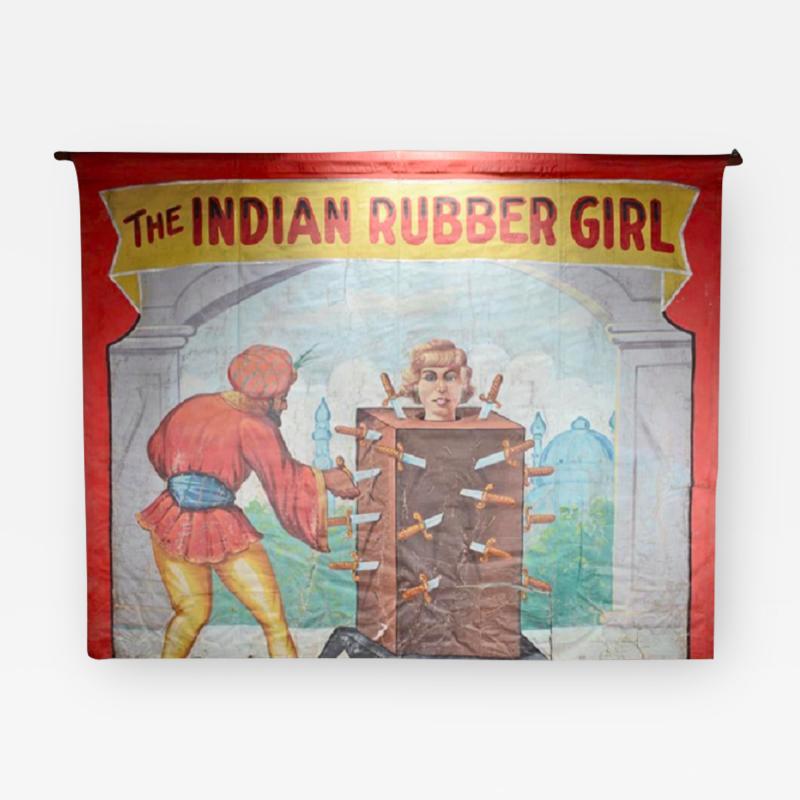 RUBBER GIRL 1940S CIRCUS BANNER 10FT