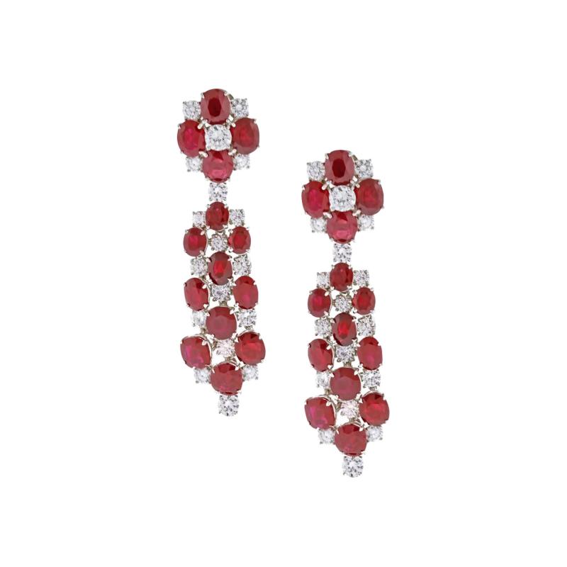 RUBY AND DIAMOND CHANDELIER DROP EARRINGS