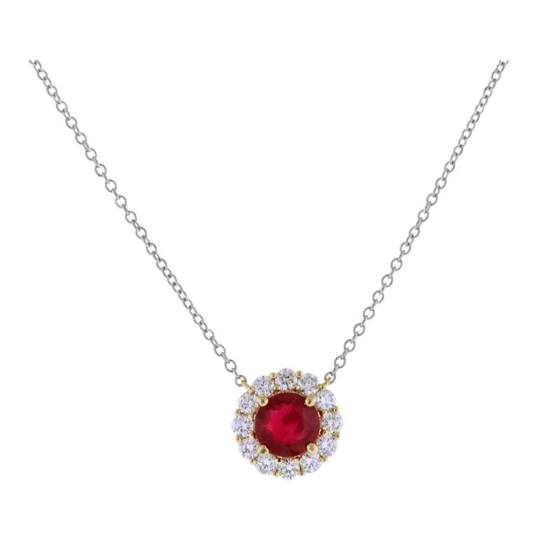 RUBY AND DIAMOND PENDANT NECKLACE