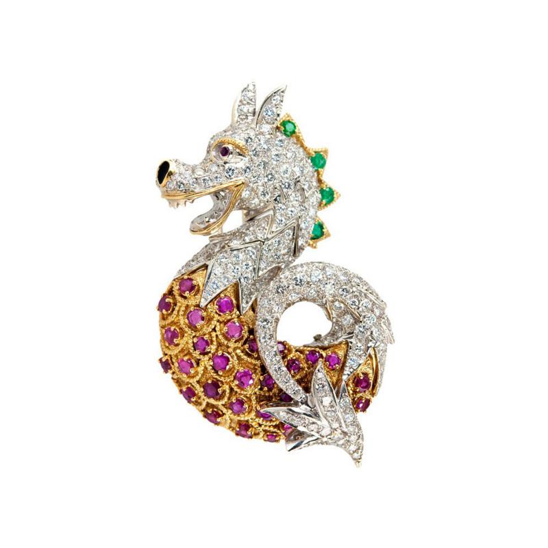 RUBY DIAMOND DRAGON BROOCH