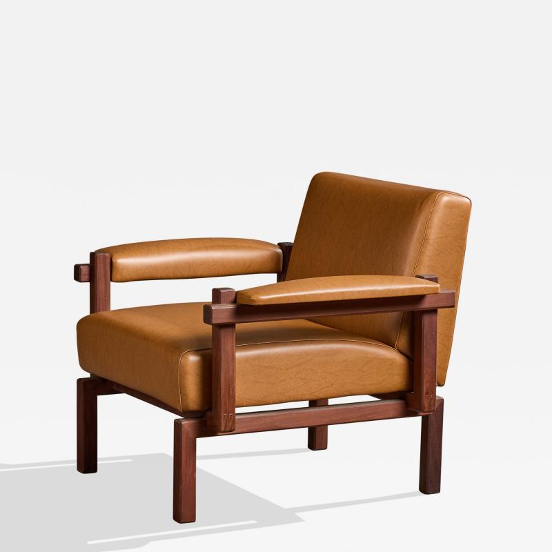 Raffaella Crespi Lounge Chair with Walnut and Vinyl Italy 1960s