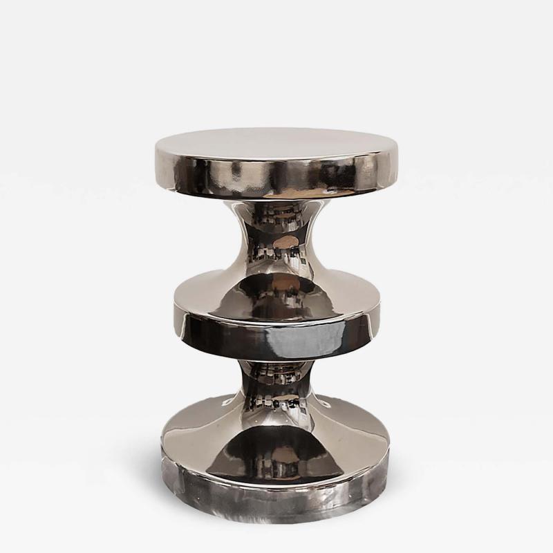 Ralph Pucci Ralph Pucci International India Mahdavi Bishop Stool Side Table in Silver