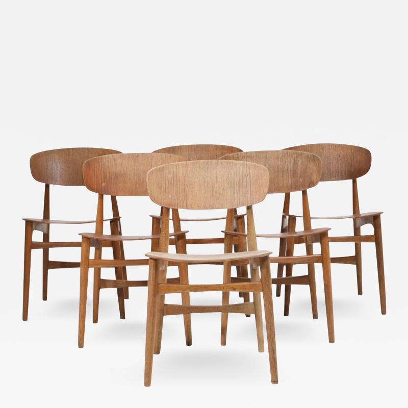 Randers Stolefabrik Set of Jens Hjorth Oak and Teak Dining Chairs