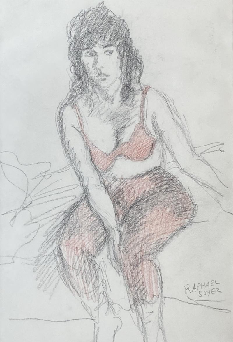 Raphael Soyer Seated Woman in Red Bra 