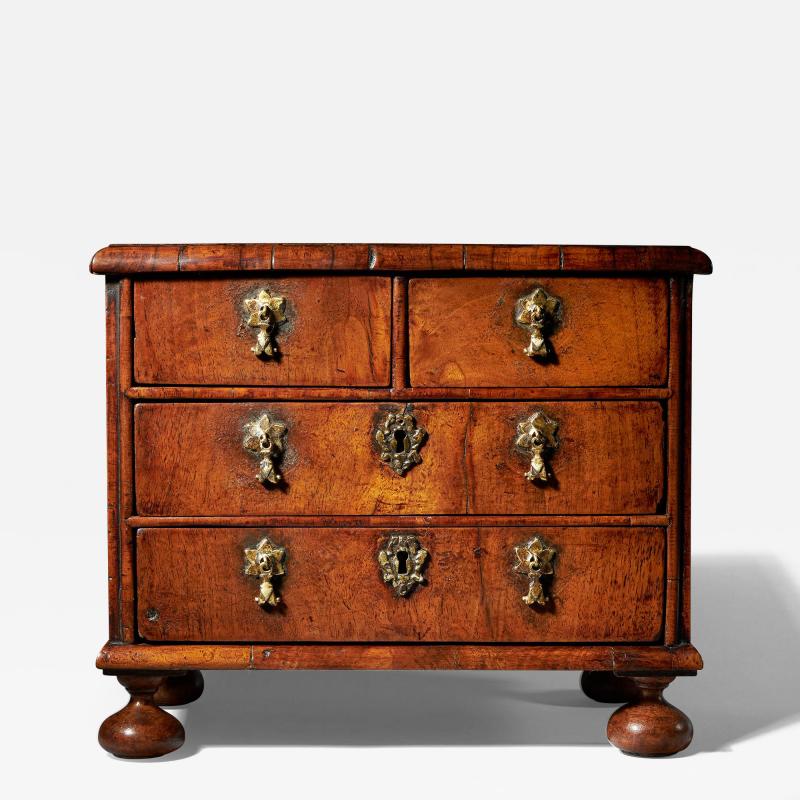 Rare 17th Century Miniature William and Mary Walnut Table Top Chest circa 1690