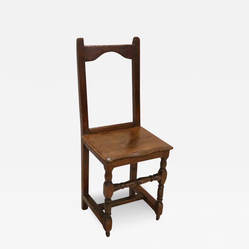 Rare 17th Century Solid Walnut Rustic Single Chair