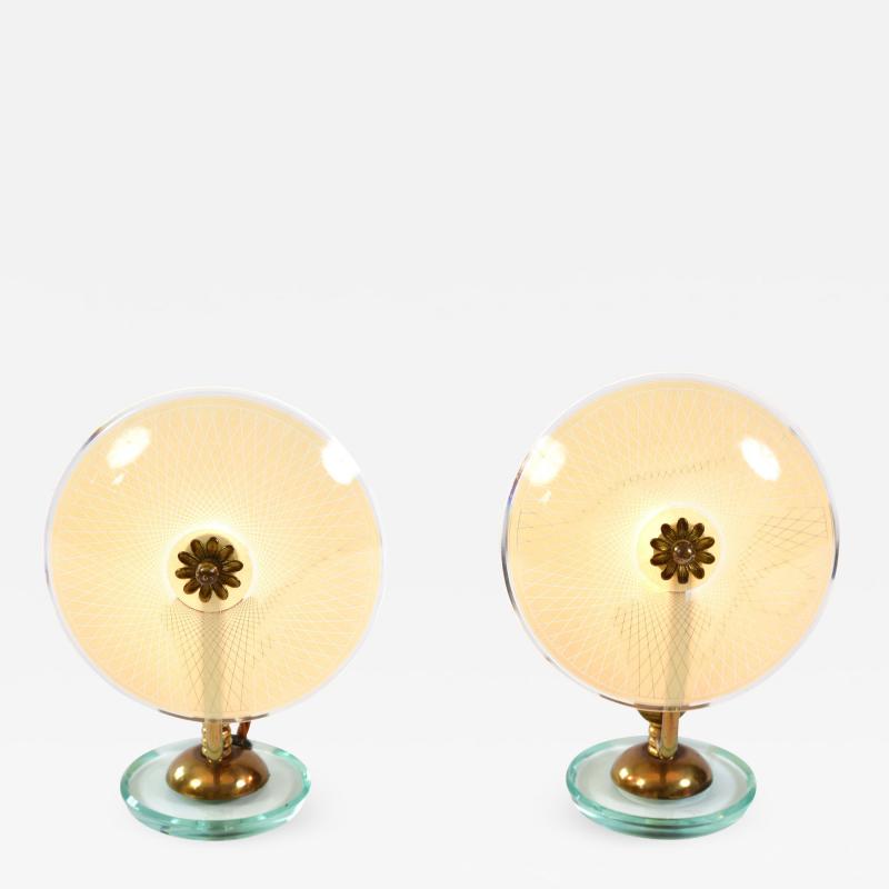 Rare 1940s Italian Glass and Brass Table Lamps