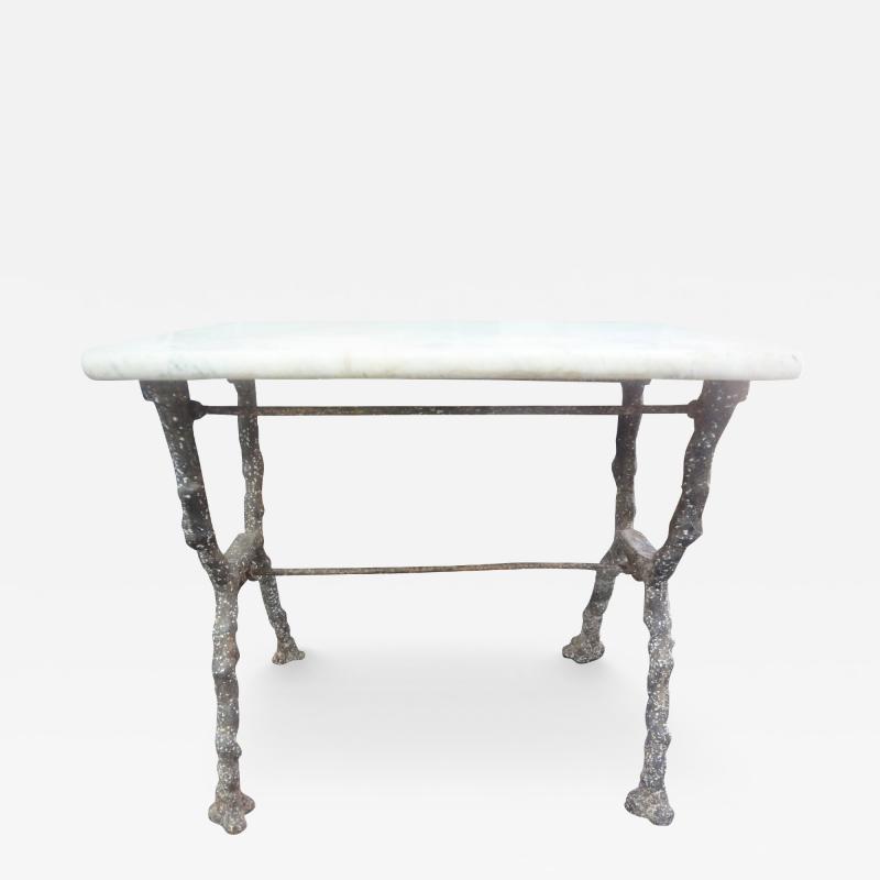 Rare 19th Century French Iron Garden Table With Marble Top By Arras