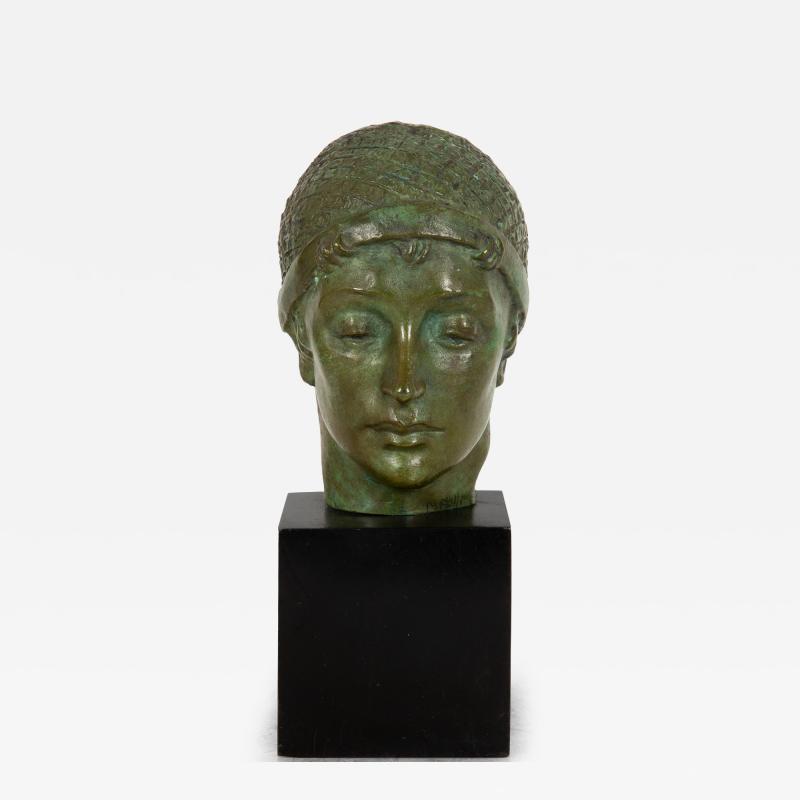 Rare American Bronze Sculpture Bust of Unknown Woman by Malvina Hoffman