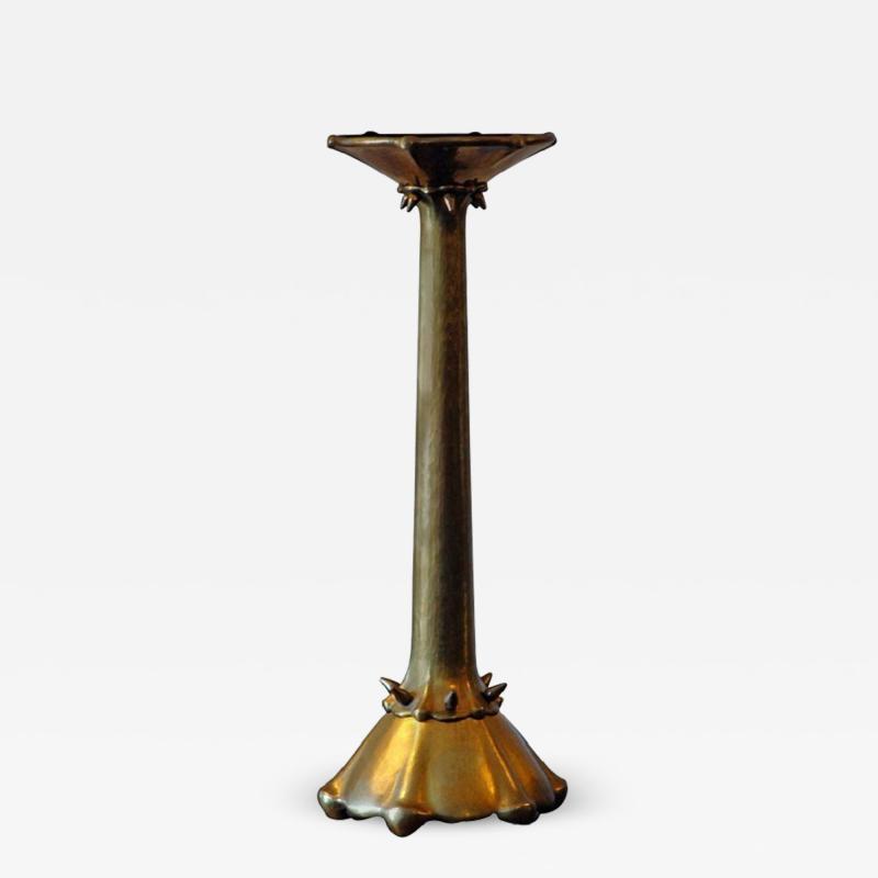 Rare Amsterdam School Hammered Brass Candlestick