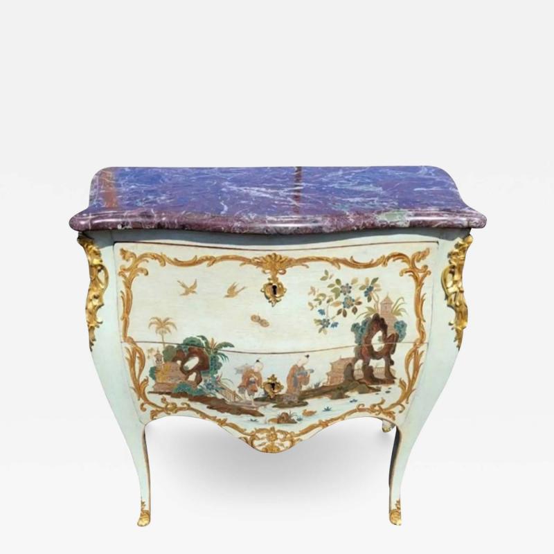 Rare Antique 18th C Paint Decorated Mathieu Criard Marble Top Commode