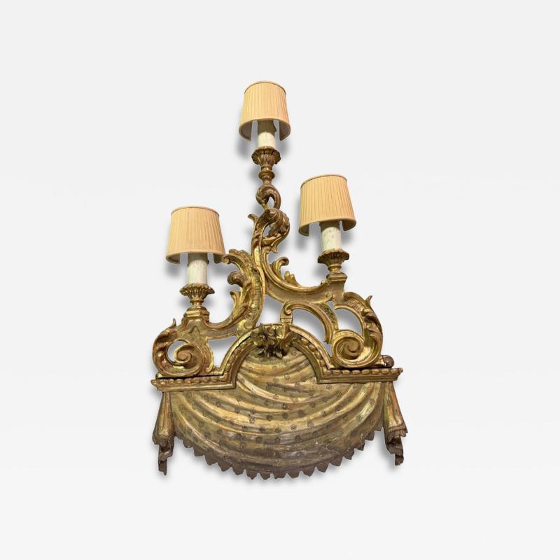 Rare Antique French Giltwood Wall Light Sconce 1 of 2 Available