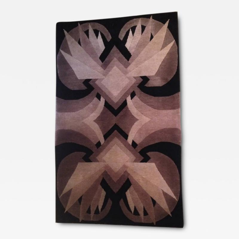 Rare Art Deco Geometric Handmade Wool Rug