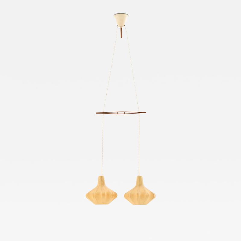 Rare Ceiling Lamp in Plastic and Teak 1950s