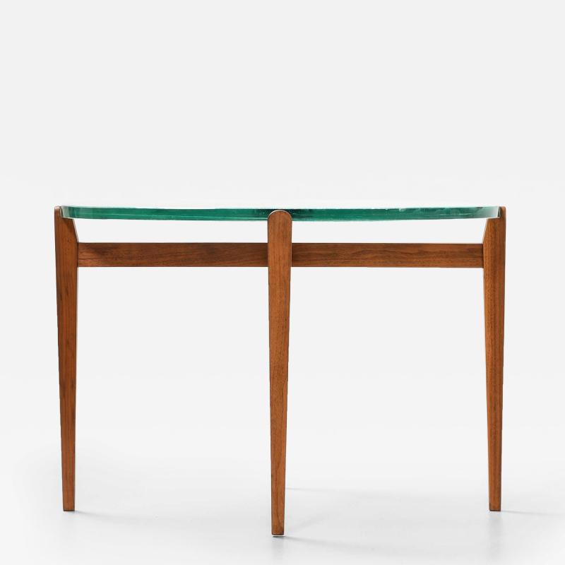 Rare Coffee or Side Table in Glass and Walnut 1940s