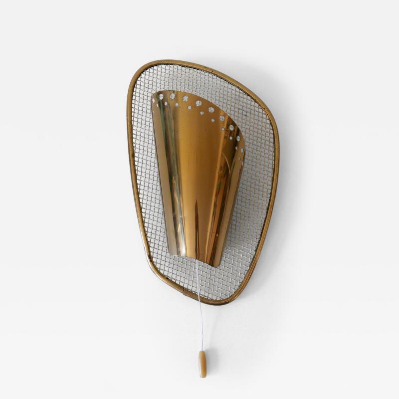 Rare Decorative Mid Century Modern Brass Sconce or Wall Lamp Germany 1950s