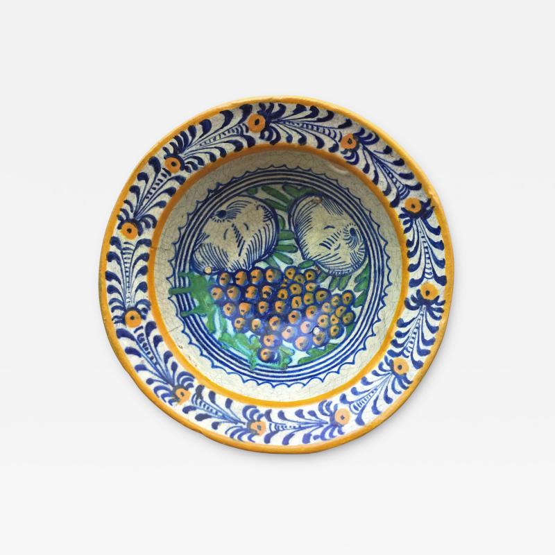 Rare Dutch Maiolica bowl with pomegranates and grapes early 17th century