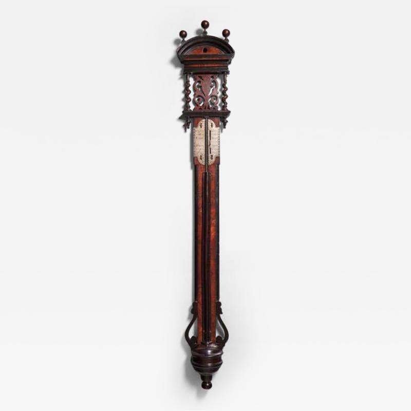 Rare Early 18th Century Queen Anne Walnut Stick Barometer Circa 1705 1710