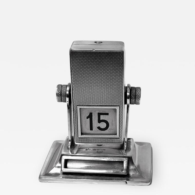 Rare English Sterling silver mechanical rotating desk calendar London 1930