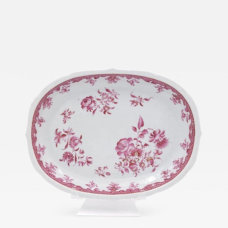 Rare Famille Rose Pink Oval Platter Chinese Export circa 1760
