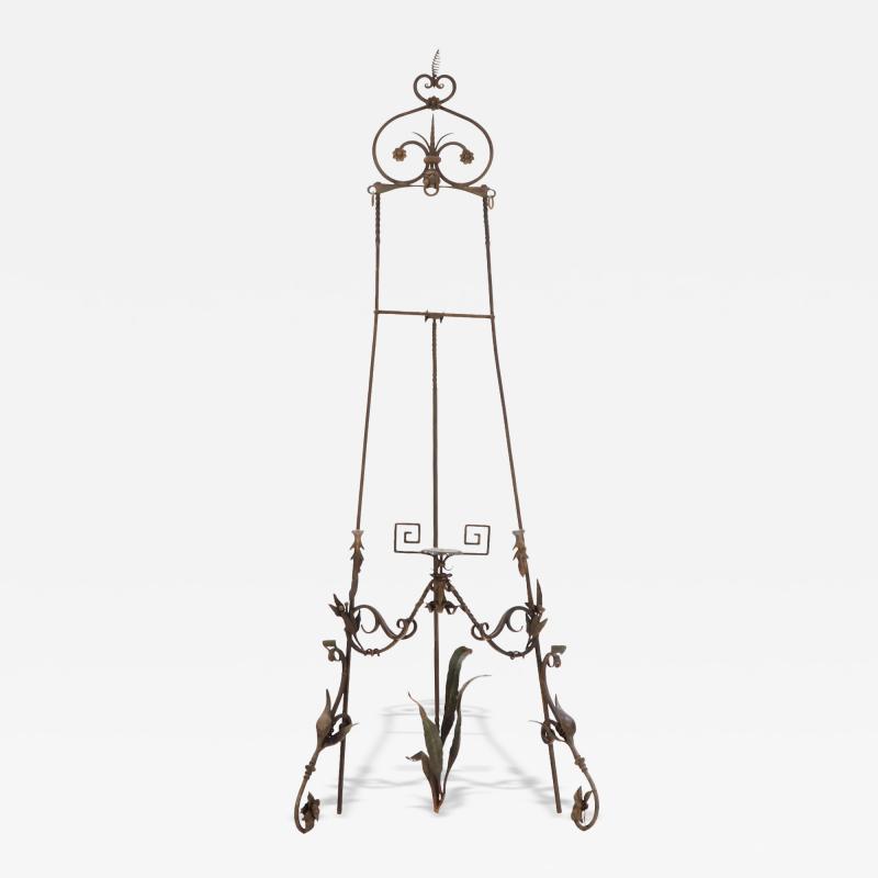 Rare French Art Nouveau Wrought Iron Adjustable Easel C 1900