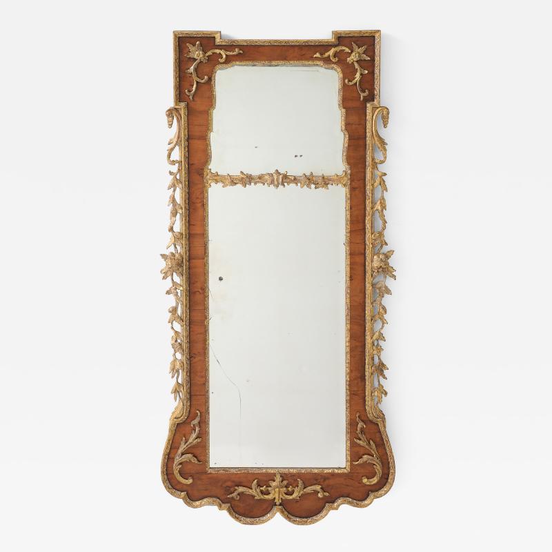 Rare George II Walnut and Parcel Gilt Mirror c 1740