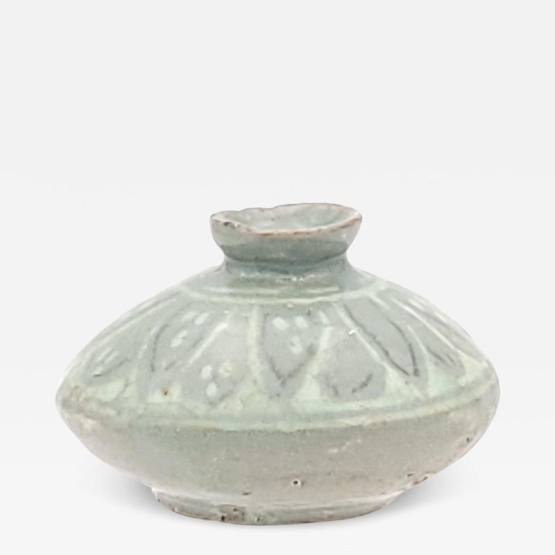 Rare Goryeo Dynasty Korean Celadon Bud Vase 14th century