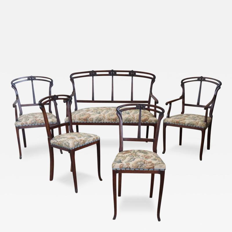 Rare Italian Art Nouveau Antique Living Room Set or Salon Suite